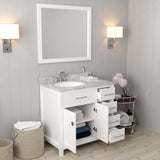 Virtu USA Caroline Parkway 36" Single Bath Vanity with Italian White Marble Top and Round Sink with Matching Mirror