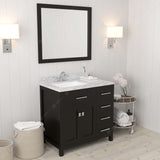 Virtu USA Caroline Parkway 36" Single Bath Vanity with Italian White Marble Top and Square Sink with Polished Chrome Faucet with Matching Mirror