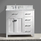 Virtu USA Caroline Parkway 36" Single Bath Vanity with Italian White Marble Top and Square Sink