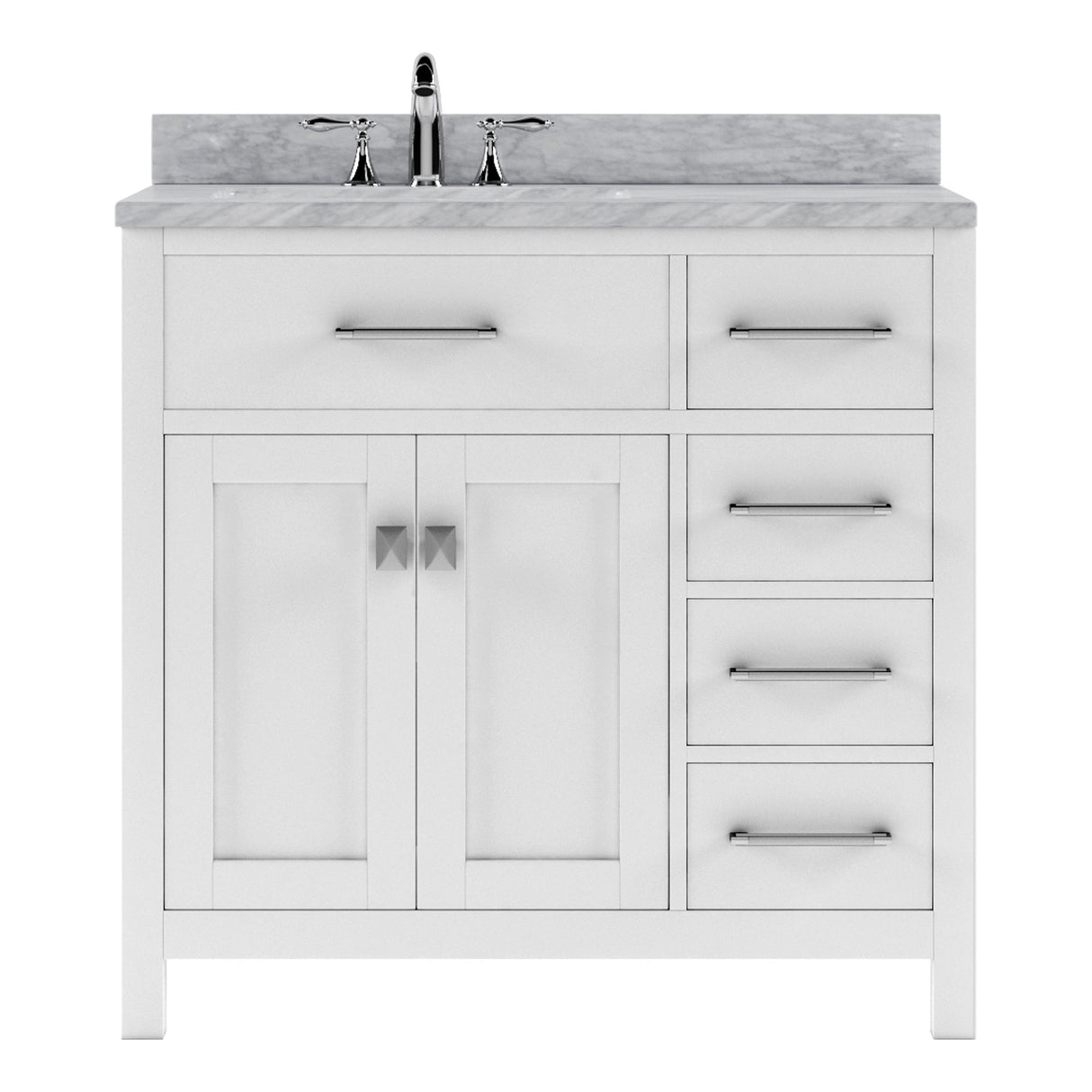 Virtu USA Caroline Parkway 36" Single Bath Vanity with Italian White Marble Top and Square Sink - Luxe Bathroom Vanities