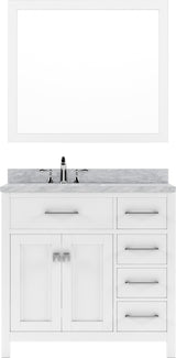 Virtu USA Caroline Parkway 36" Single Bath Vanity with Italian White Marble Top and Square Sink with Polished Chrome Faucet with Matching Mirror - Luxe Bathroom Vanities