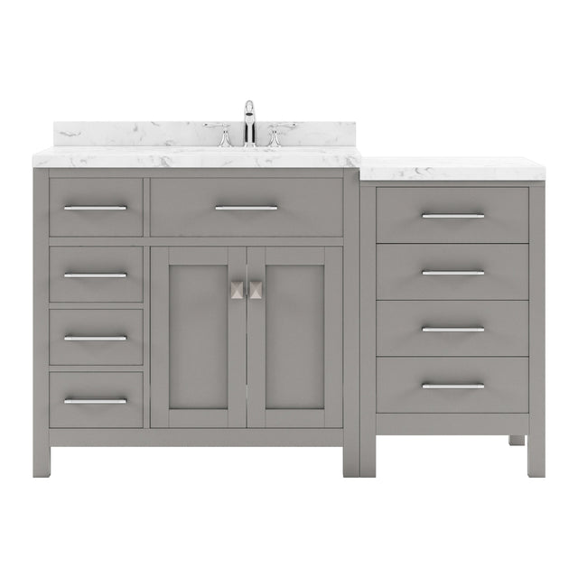 Virtu USA Caroline Parkway 57" Single Bath Vanity with White Quartz Top and Round Sink - Luxe Bathroom Vanities