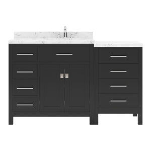 Virtu USA Caroline Parkway 57" Single Bath Vanity with White Quartz Top and Round Sink with Polished Chrome Faucet with Matching Mirror