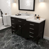 Virtu USA Caroline Parkway 57" Single Bath Vanity with White Quartz Top and Round Sink with Polished Chrome Faucet with Matching Mirror