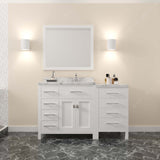 Virtu USA Caroline Parkway 57" Single Bath Vanity with White Quartz Top and Round Sink with Polished Chrome Faucet with Matching Mirror