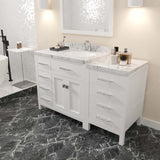 Virtu USA Caroline Parkway 57" Single Bath Vanity with White Quartz Top and Round Sink with Polished Chrome Faucet with Matching Mirror