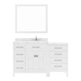 Virtu USA Caroline Parkway 57" Single Bath Vanity with White Quartz Top and Round Sink with Polished Chrome Faucet with Matching Mirror - Luxe Bathroom Vanities