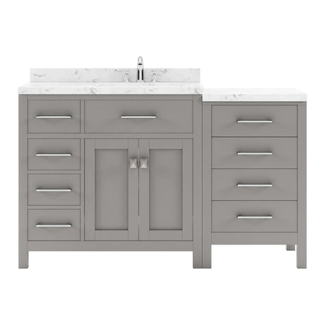 Virtu USA Caroline Parkway 57" Single Bath Vanity with White Quartz Top and Square Sink - Luxe Bathroom Vanities