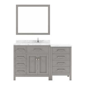 Virtu USA Caroline Parkway 57" Single Bath Vanity with White Quartz Top and Square Sink with Matching Mirror - Luxe Bathroom Vanities