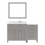 Virtu USA Caroline Parkway 57" Single Bath Vanity with White Quartz Top and Square Sink with Polished Chrome Faucet with Matching Mirror - Luxe Bathroom Vanities