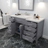 Virtu USA Caroline Parkway 57" Single Bath Vanity with White Quartz Top and Square Sink with Matching Mirror