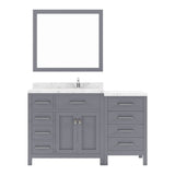 Virtu USA Caroline Parkway 57" Single Bath Vanity with White Quartz Top and Square Sink with Brushed Nickel Faucet with Matching Mirror - Luxe Bathroom Vanities