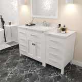 Virtu USA Caroline Parkway 57" Single Bath Vanity with White Quartz Top and Square Sink with Matching Mirror