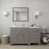 Virtu USA Caroline Parkway 57" Single Bath Vanity with Dazzle White Quartz Countertop and Round Sink with Polished Chrome Faucet with Matching Mirror