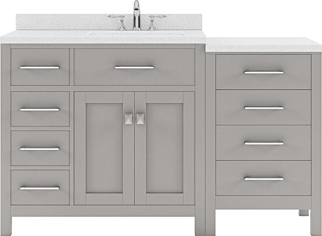 Virtu USA Caroline Parkway 57" Single Bath Vanity in Cashmere Grey with Dazzle White Top and Round Sink - Luxe Bathroom Vanities Luxury Bathroom Fixtures Bathroom Furniture