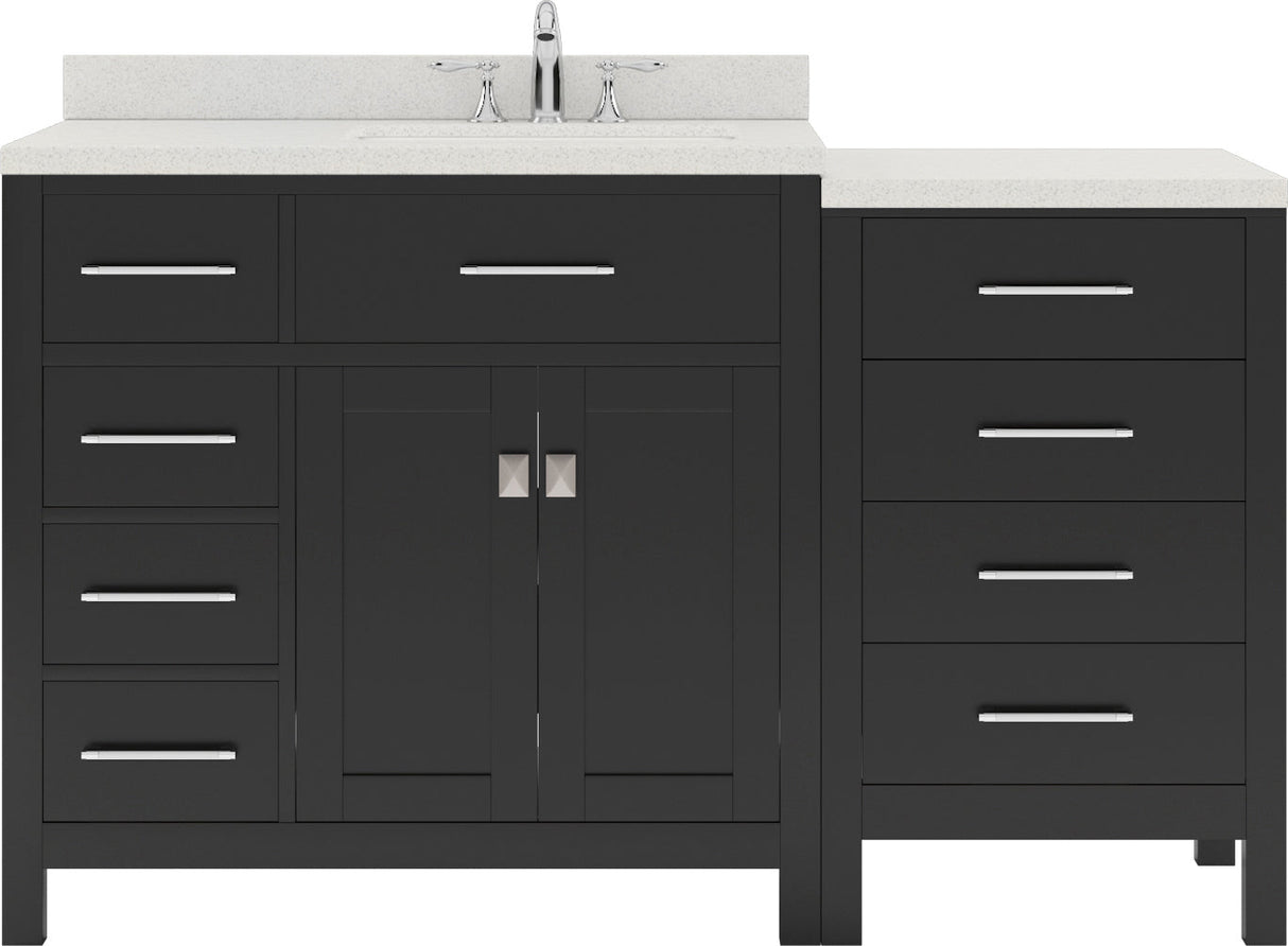 Virtu USA Caroline Parkway 57" Single Bath Vanity with Dazzle White Quartz Top and Round Sink - Luxe Bathroom Vanities