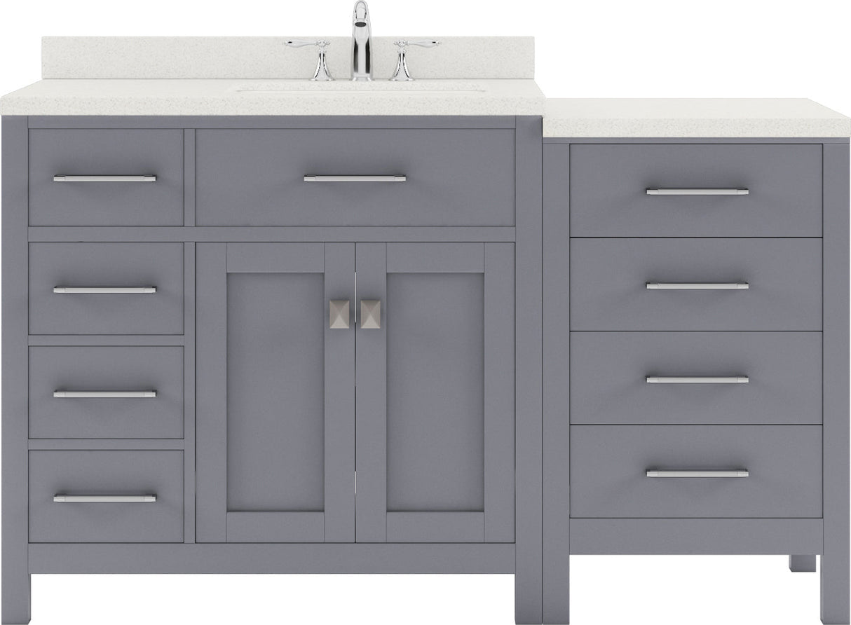 Virtu USA Caroline Parkway 57" Single Bath Vanity with Dazzle White Quartz Top and Round Sink - Luxe Bathroom Vanities