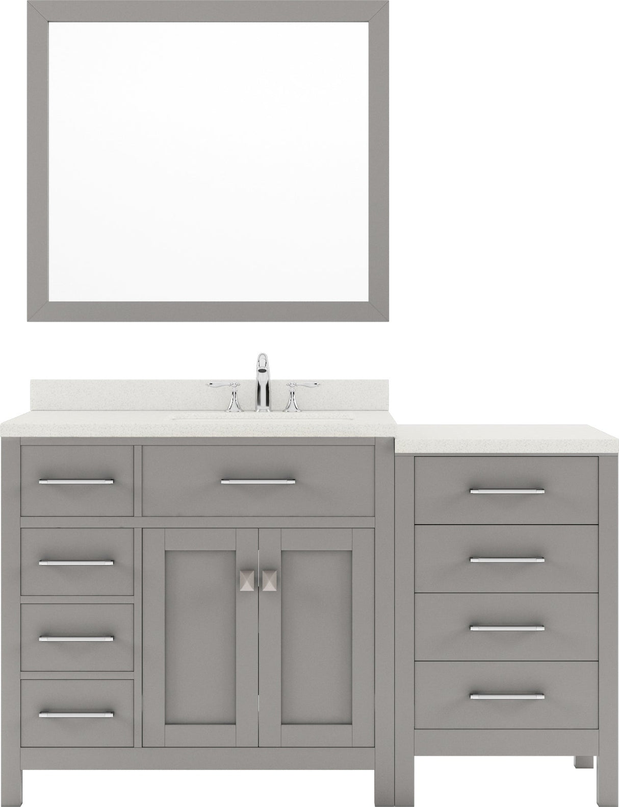 Virtu USA Caroline Parkway 57" Single Bath Vanity with Dazzle White Top and Square Sink with Polished Chrome Faucet and Mirror - Luxe Bathroom Vanities