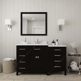 Virtu USA Caroline Parkway 57" Single Bath Vanity with Dazzle White Quartz Countertop and Square Sink with Brushed Nickel Faucet with Matching Mirror