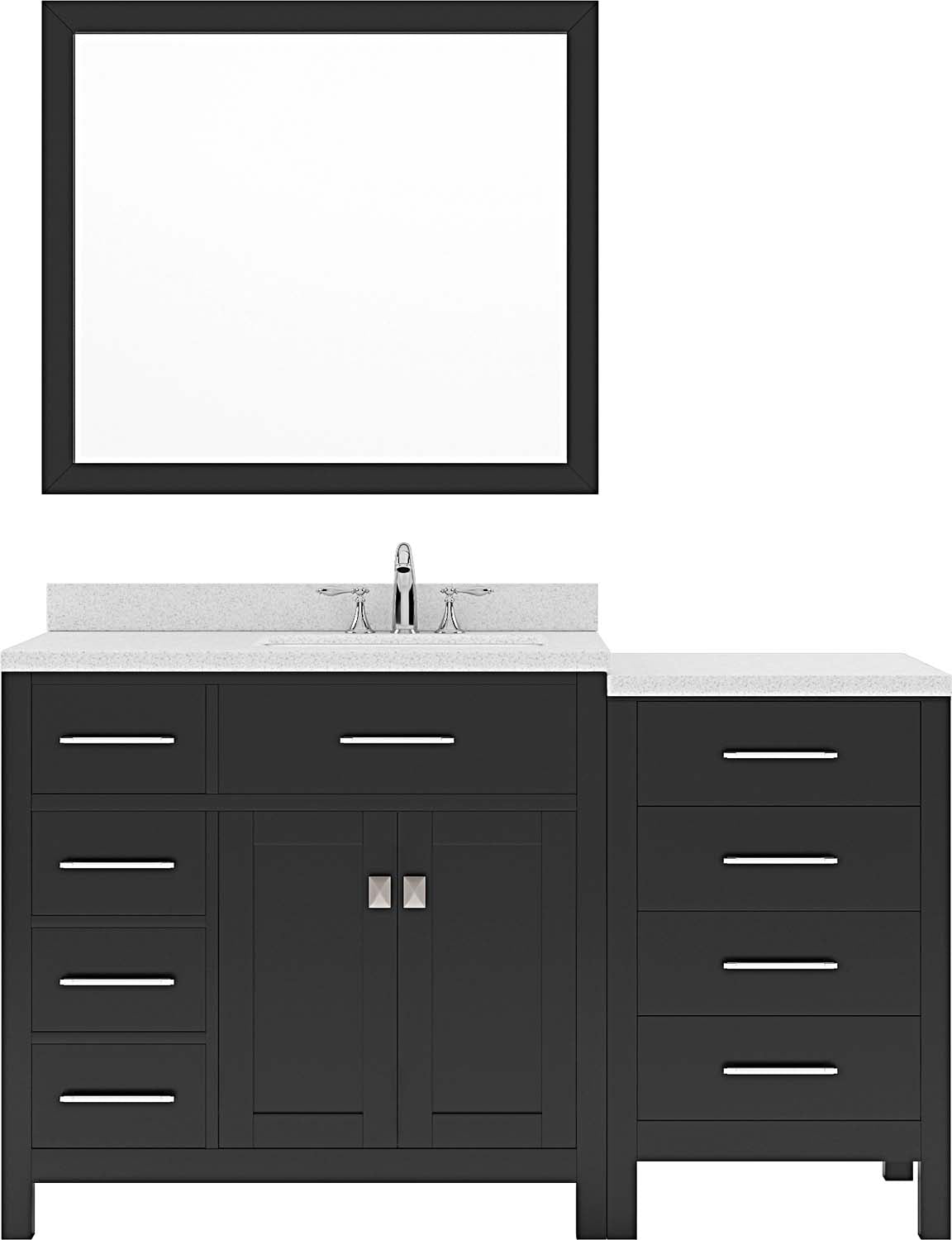 Virtu USA Caroline Parkway 57" Single Bath Vanity with Dazzle White Top and Square Sink with Mirror - Luxe Bathroom Vanities Luxury Bathroom Fixtures Bathroom Furniture