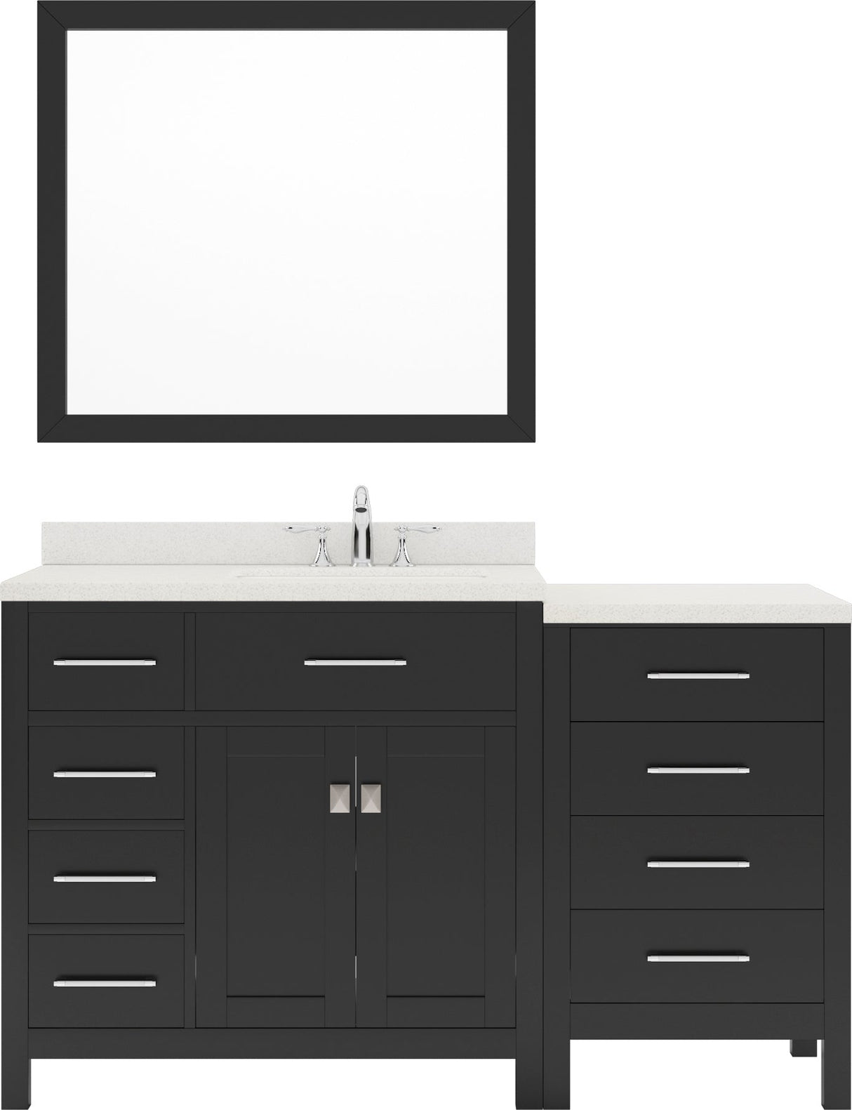 Virtu USA Caroline Parkway 57" Single Bath Vanity with Dazzle White Top and Square Sink with Brushed Nickel Faucet and Mirror - Luxe Bathroom Vanities