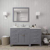 Virtu USA Caroline Parkway 57" Single Bath Vanity with Dazzle White Quartz Countertop and Square Sink with Brushed Nickel Faucet with Matching Mirror