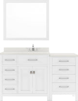 Virtu USA Caroline Parkway 57" Single Bath Vanity with Dazzle White Top and Square Sink with Polished Chrome Faucet and Mirror - Luxe Bathroom Vanities