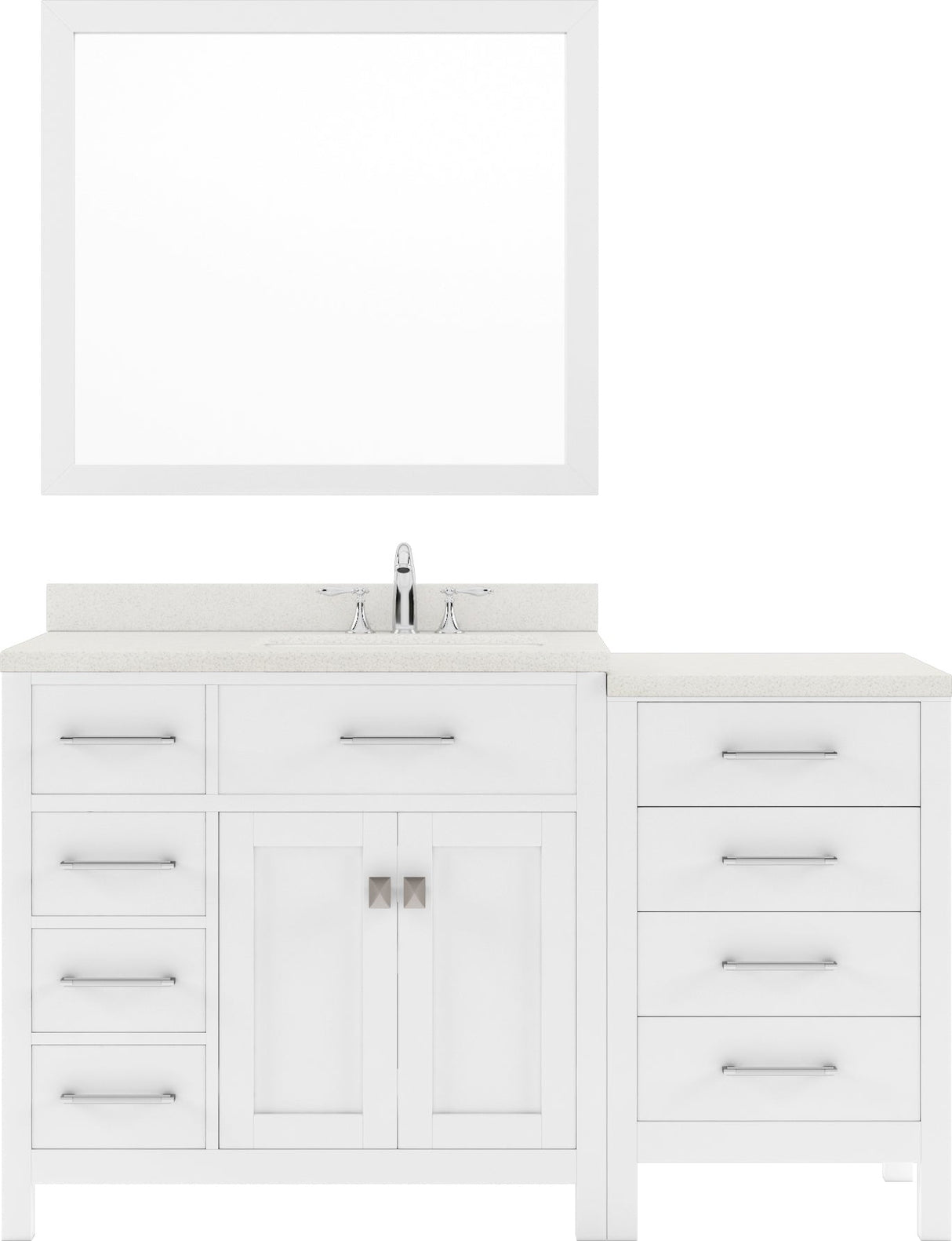 Virtu USA Caroline Parkway 57" Single Bath Vanity with Dazzle White Top and Round Sink with Polished Chrome Faucet and Mirror - Luxe Bathroom Vanities