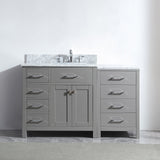 Virtu USA Caroline Parkway 57" Single Bath Vanity with White Marble Top and Round Sink