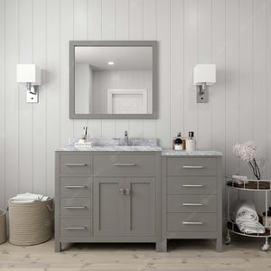 Virtu USA Caroline Parkway 57" Single Bath Vanity with White Marble Top and Round Sink with Matching Mirror