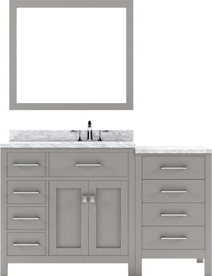 Virtu USA Caroline Parkway 57" Single Bath Vanity with White Marble Top and Round Sink with Matching Mirror - Luxe Bathroom Vanities