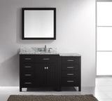 Virtu USA Caroline Parkway 57" Single Bath Vanity with White Marble Top and Round Sink with Brushed Nickel Faucet with Matching Mirror