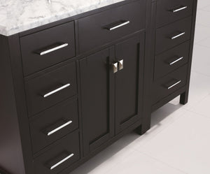 Virtu USA Caroline Parkway 57" Single Bath Vanity with White Marble Top and Round Sink with Matching Mirror