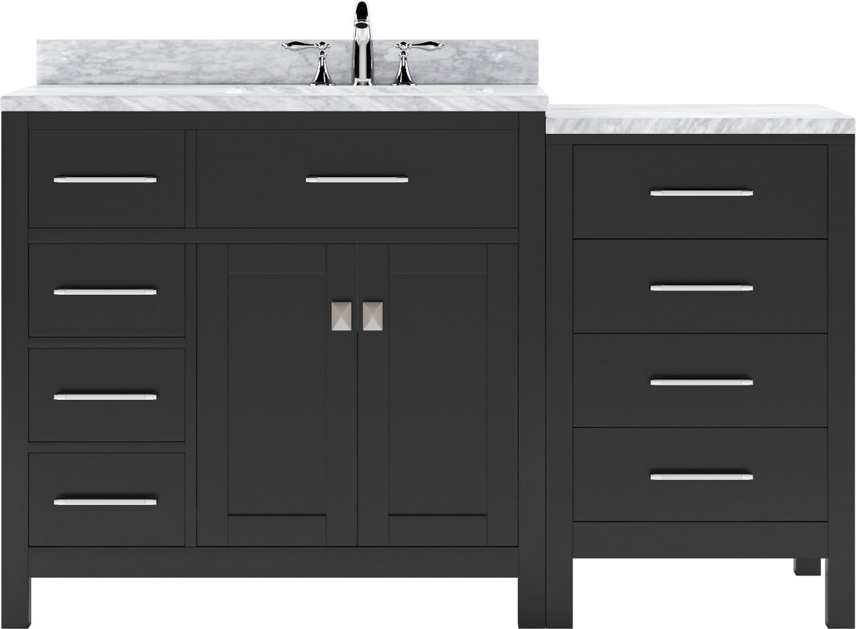 Virtu USA Caroline Parkway 57" Single Bath Vanity with White Marble Top and Round Sink - Luxe Bathroom Vanities