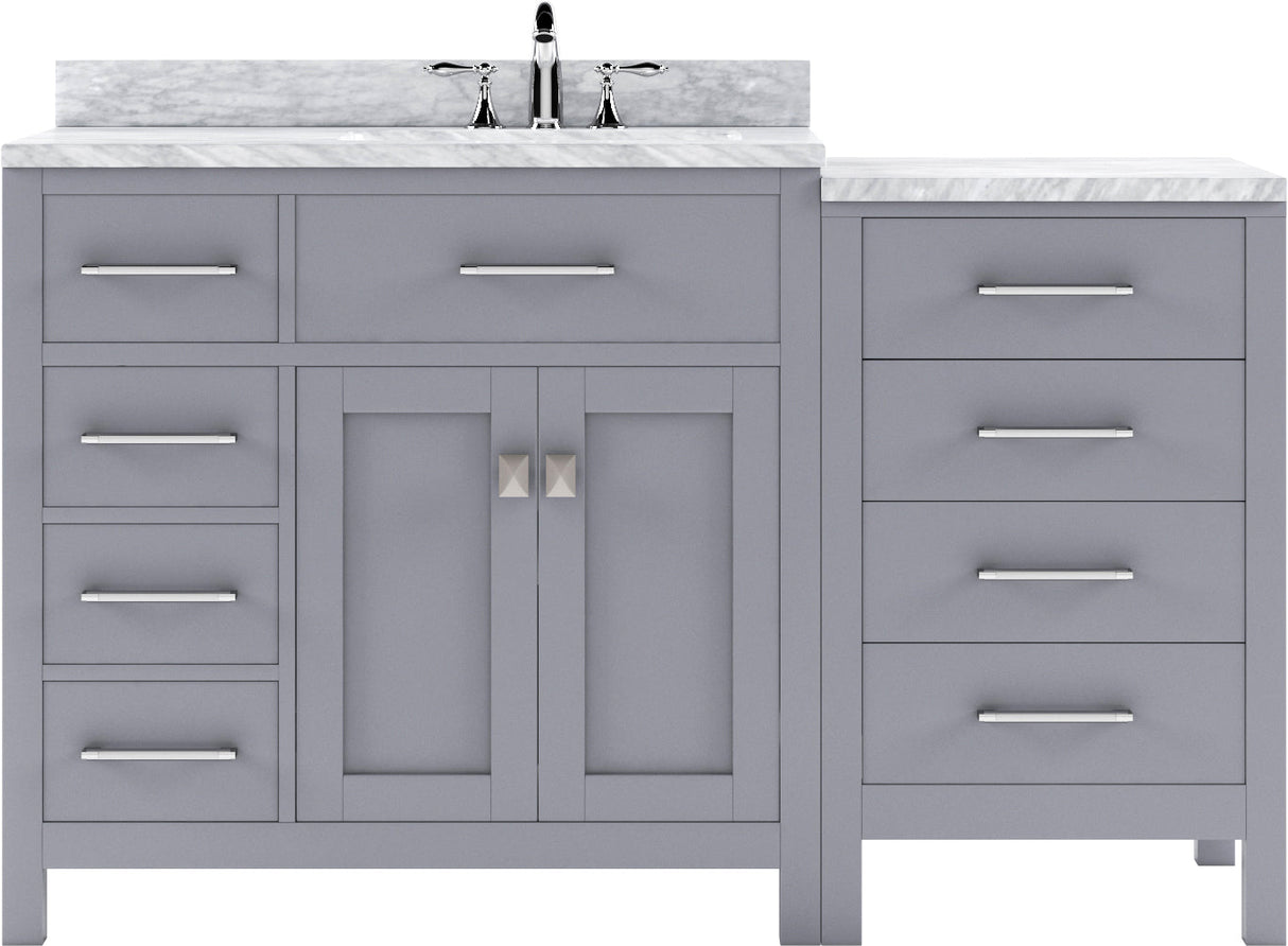 Virtu USA Caroline Parkway 57" Single Bath Vanity with White Marble Top and Round Sink - Luxe Bathroom Vanities