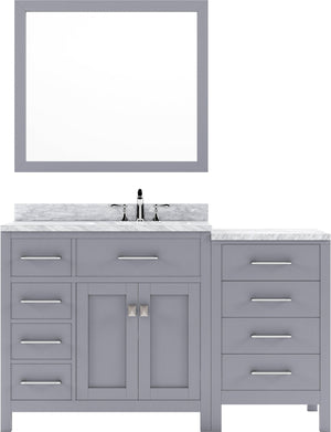 Virtu USA Caroline Parkway 57" Single Bath Vanity with White Marble Top and Round Sink with Matching Mirror - Luxe Bathroom Vanities