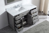 Virtu USA Caroline Parkway 57" Single Bath Vanity with White Marble Top and Square Sink with Matching Mirror