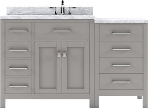 Virtu USA Caroline Parkway 57" Single Bath Vanity with White Marble Top and Square Sink - Luxe Bathroom Vanities