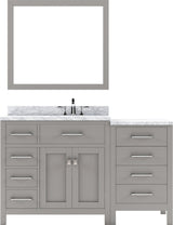 Virtu USA Caroline Parkway 57" Single Bath Vanity with White Marble Top and Square Sink with Polished Chrome Faucet with Matching Mirror - Luxe Bathroom Vanities