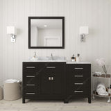 Virtu USA Caroline Parkway 57" Single Bath Vanity with White Marble Top and Square Sink with Polished Chrome Faucet with Matching Mirror