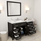 Virtu USA Caroline Parkway 57" Single Bath Vanity with White Marble Top and Square Sink with Polished Chrome Faucet with Matching Mirror