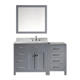 Virtu USA Caroline Parkway 57" Single Bath Vanity with White Marble Top and Square Sink with Polished Chrome Faucet with Matching Mirror - Luxe Bathroom Vanities