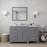 Virtu USA Caroline Parkway 57" Single Bath Vanity with White Marble Top and Square Sink with Matching Mirror