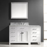 Virtu USA Caroline Parkway 57" Single Bath Vanity with White Marble Top and Square Sink with Brushed Nickel Faucet with Matching Mirror