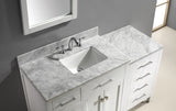 Virtu USA Caroline Parkway 57" Single Bath Vanity with White Marble Top and Square Sink with Brushed Nickel Faucet with Matching Mirror