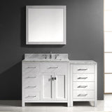 Virtu USA Caroline Parkway 57" Single Bath Vanity with White Marble Top and Square Sink with Polished Chrome Faucet with Matching Mirror