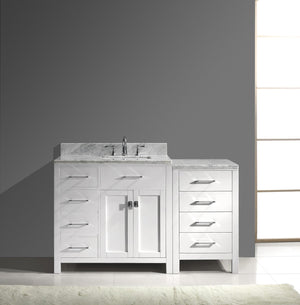 Virtu USA Caroline Parkway 57" Single Bath Vanity with White Marble Top and Square Sink