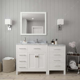 Virtu USA Caroline Parkway 57" Single Bath Vanity with White Marble Top and Square Sink with Matching Mirror