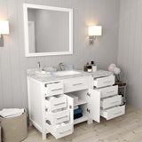 Virtu USA Caroline Parkway 57" Single Bath Vanity with White Marble Top and Square Sink with Matching Mirror