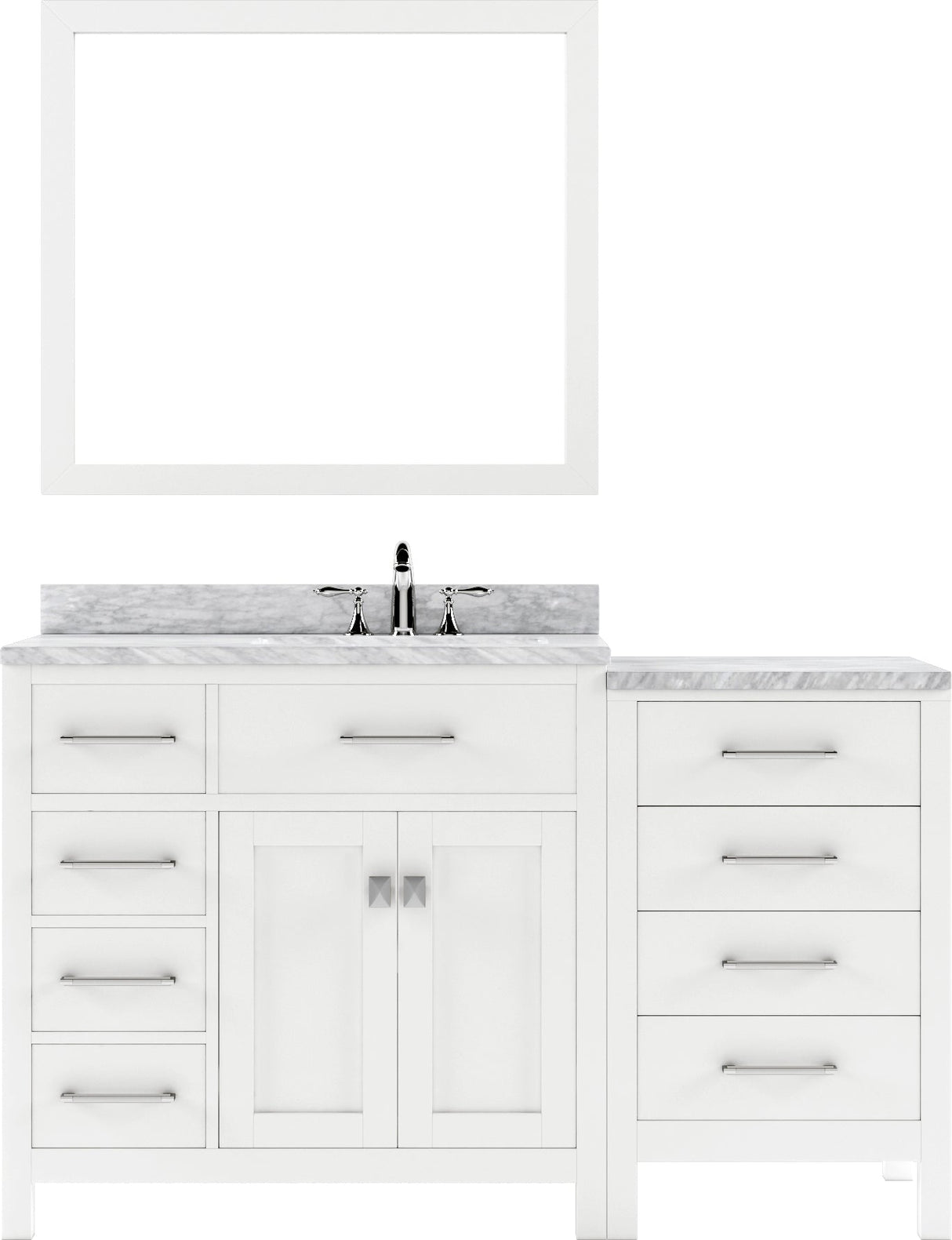 Virtu USA Caroline Parkway 57" Single Bath Vanity with Marble Top and Square Sink with Mirror - Luxe Bathroom Vanities